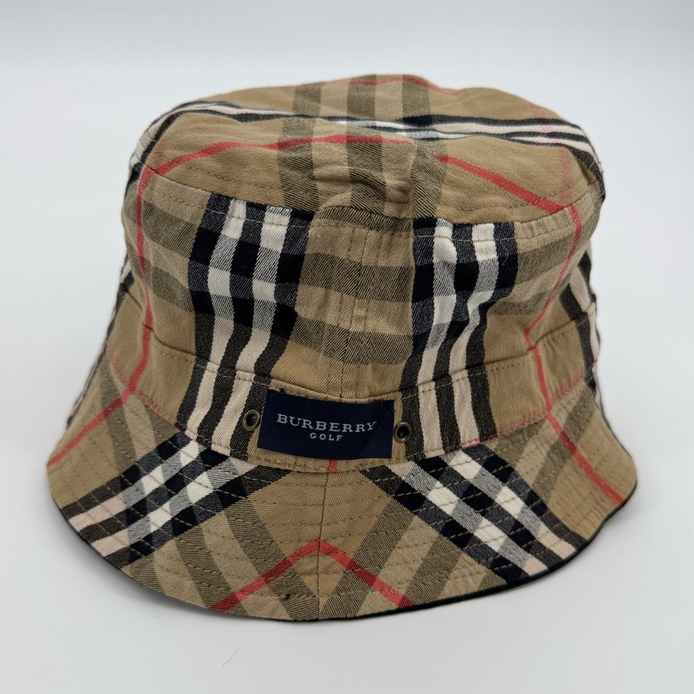 Vintage Burberry Golf Reversible Bucket Hat - Nova Check & Black - Picture 2 of 9